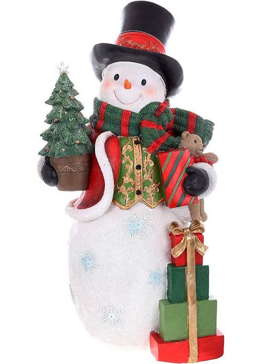 Новогодняя фигура Снеговик с Подарками 80см LED подсветка искусственный камень для декора праздничный интерьер BonaDi (368987791)