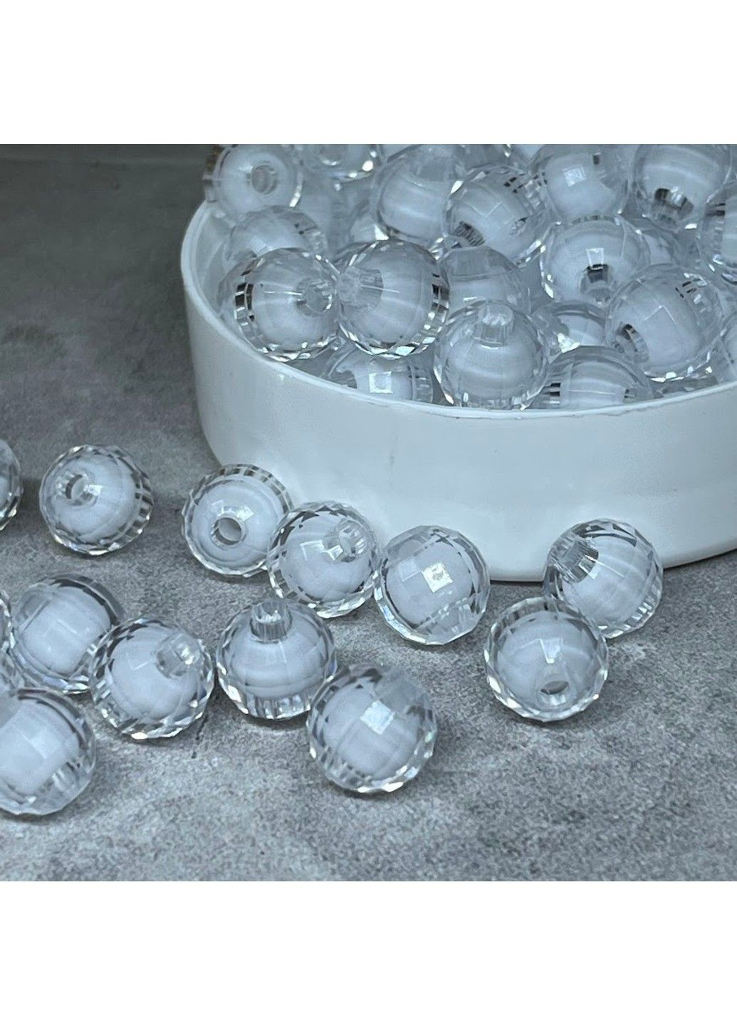 Бусины D 10 мм (с бусиной внутри), цвет -белый, арт 017631, упаковка ~21 грамм (48 шт) No Brand (316260415)