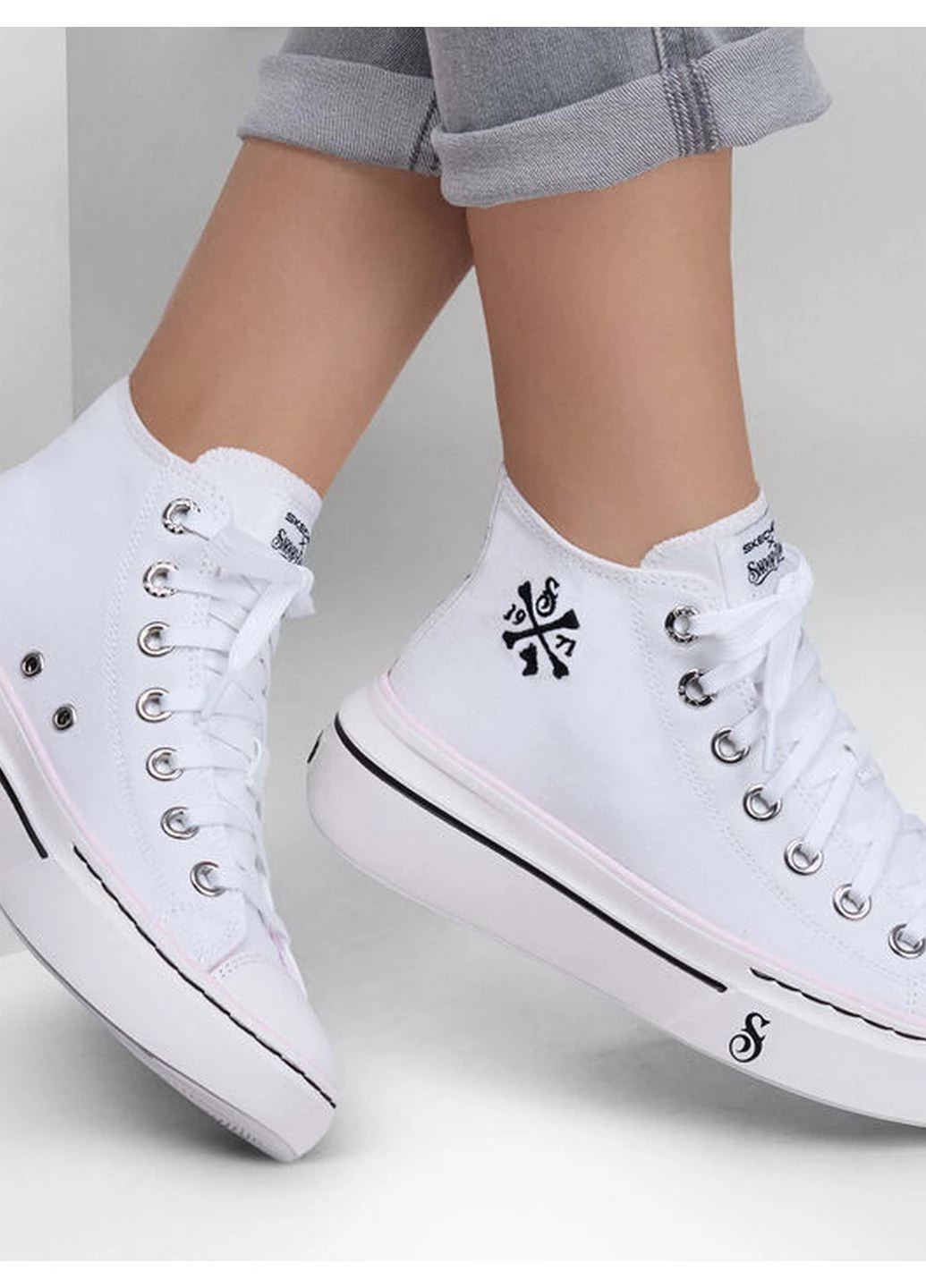 Білі кеди високі 8724525 kw9086 Skechers