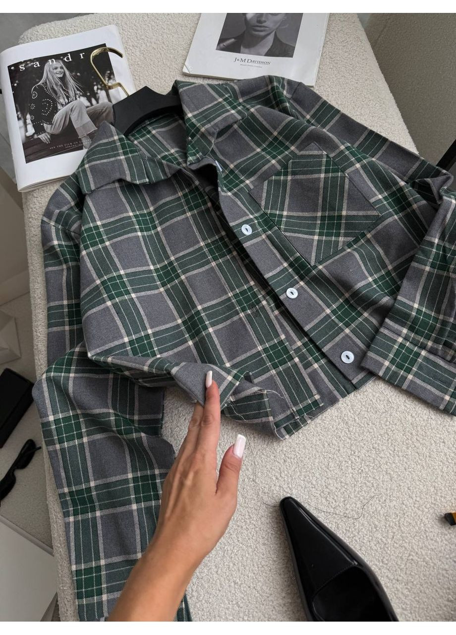 Жіноча сіро-зелена сорочка No Brand (361010484)