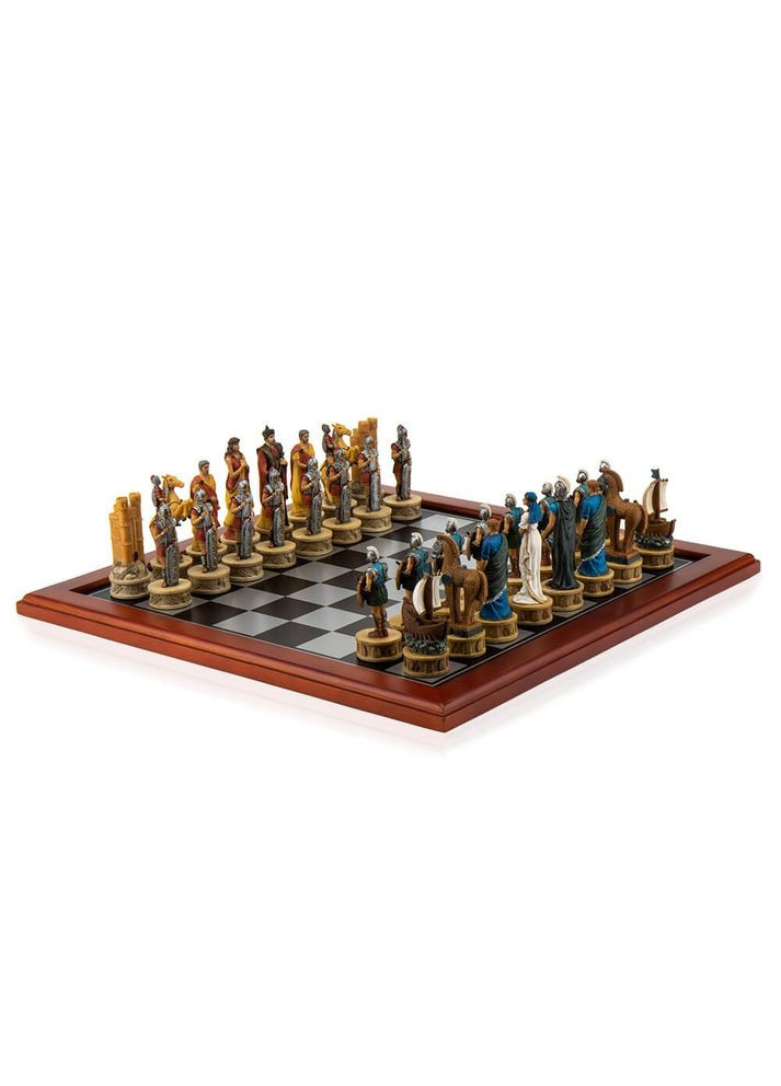 Шахи подарункові настільні "Троя" 48х48 см фігурки покриті бронзовим напиленням 73299YA Veronese (302239216)