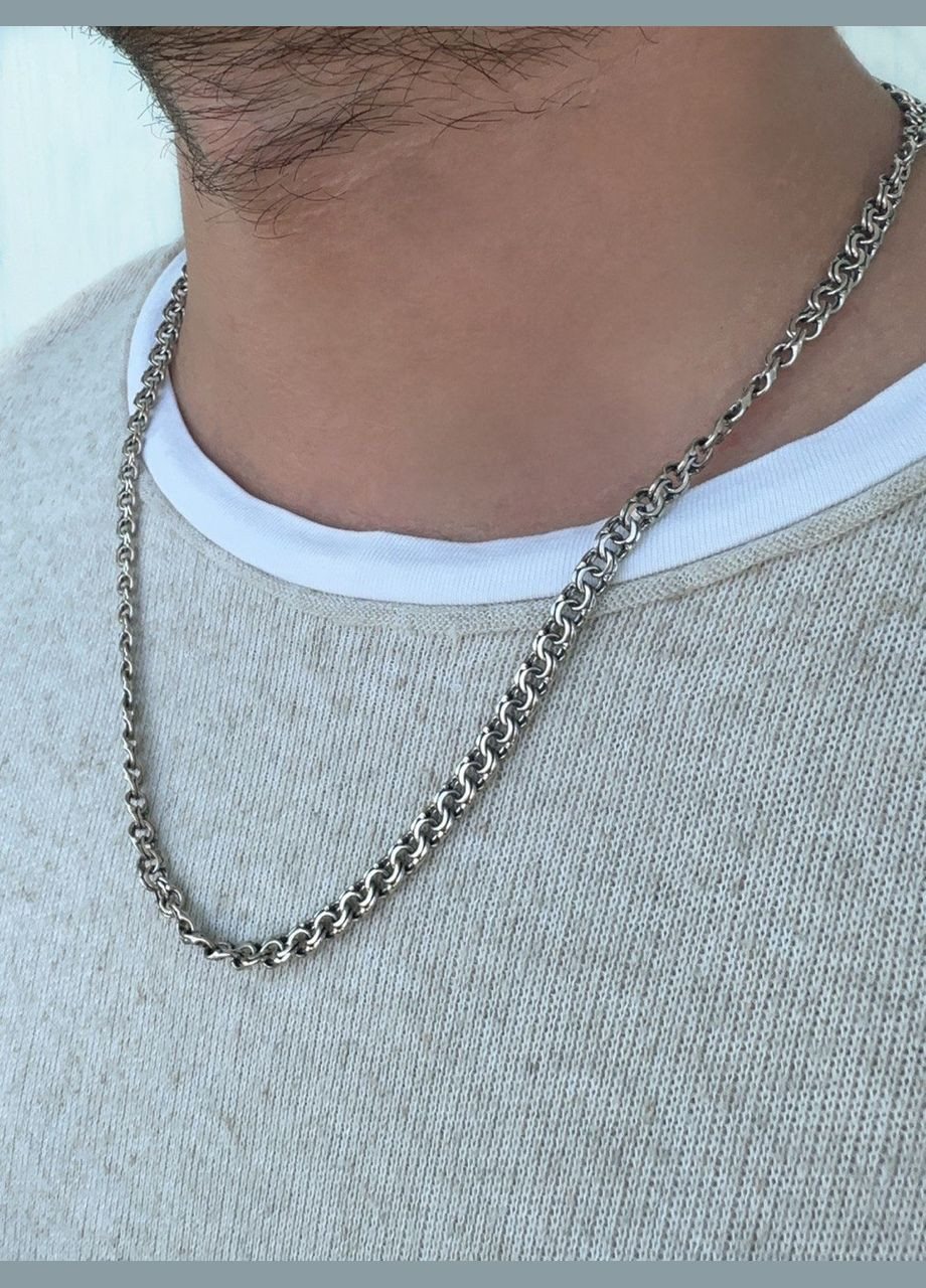 Цепочка серебряная классическая Плоский бисмарк 802ч, 55* размер, розмір No Brand (317577386)