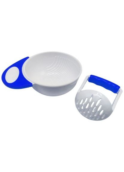 Чаша для измельчения еды пластиковая (белая с синим) Lindo (361424616)