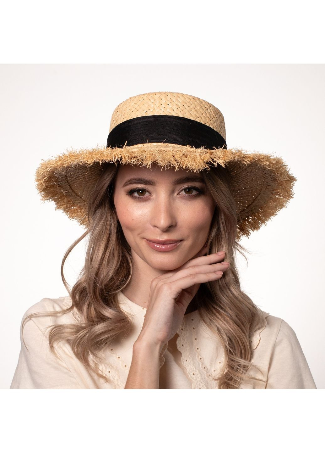 Капелюх канотьє жіночий рафія жовтий ЛАЛІ LuckyLOOK 444-539 (322789735)