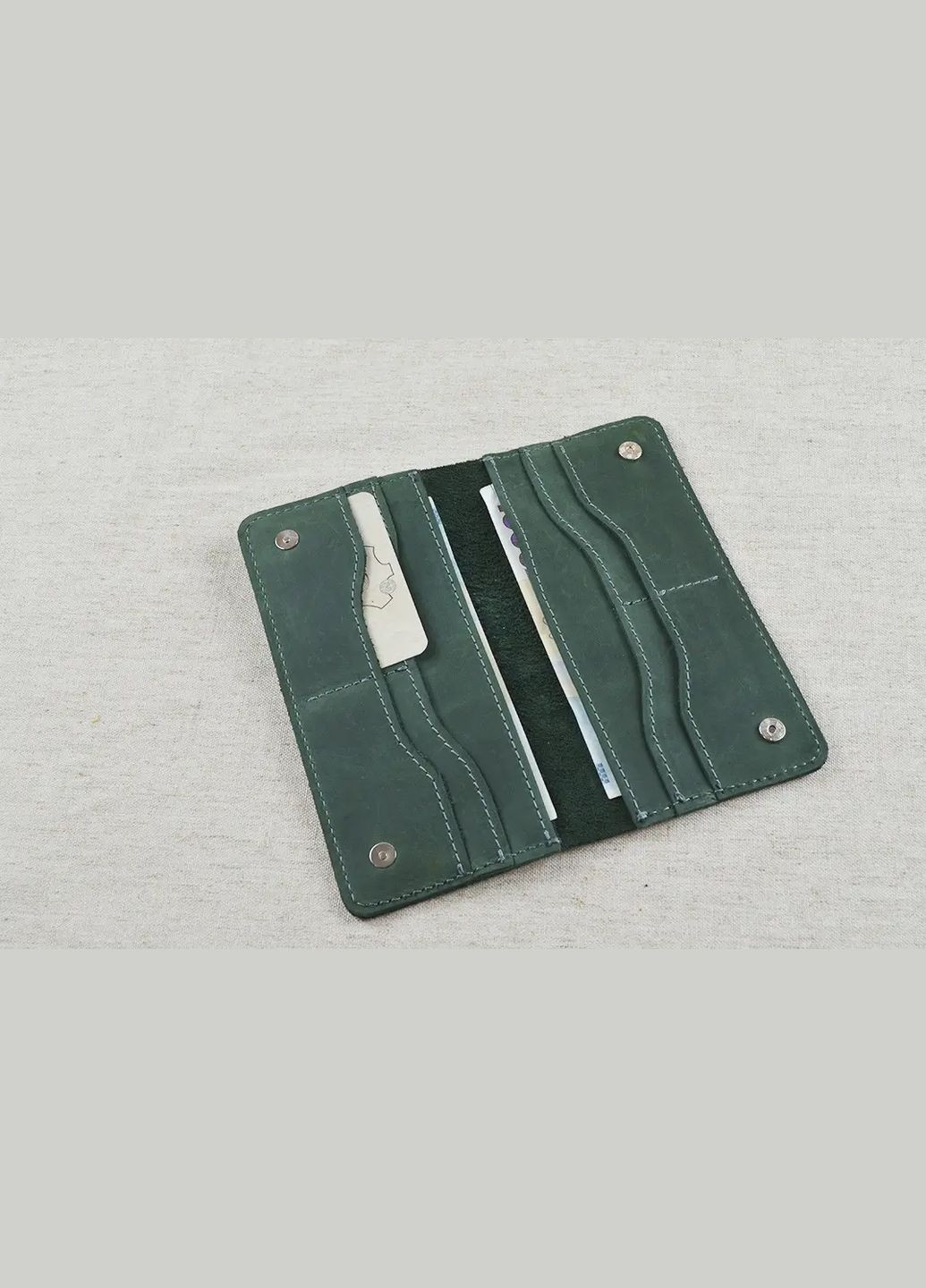 Женский кожаный кошелек лонгер купюрник клатч из натуральной кожи зеленый GS (329151530)