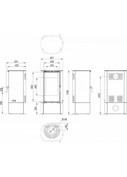 Сталева піч Home DEA LOG Коричневий Defro (370385767)