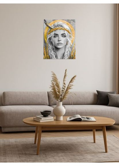 Картина по номерам - Колоски в волосах с красками металлик extra ©art_selena_ru 40х50 см IDEYKA (363986587)