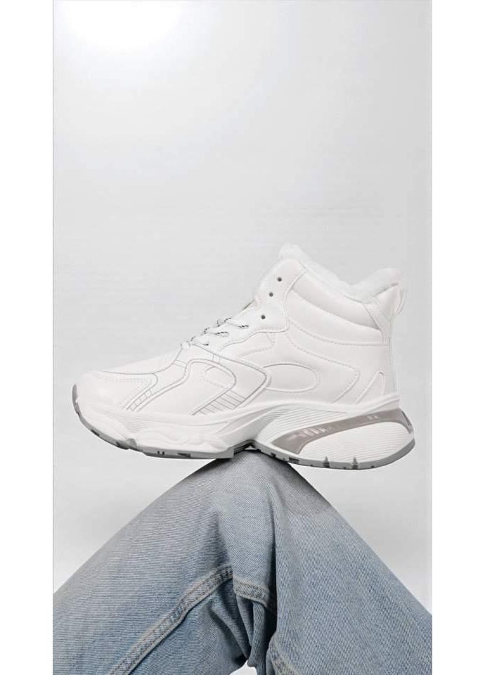 Зимние ботинки женские зимние белые хайкеры Loretta без декора из искусственной кожи