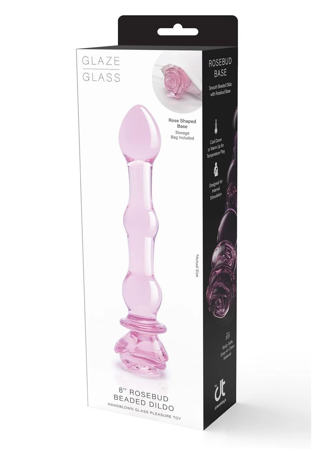 Скляний фалоімітатор Glaze Glass у формі бутона троянди з намистинами, Dream Toys (331169440)
