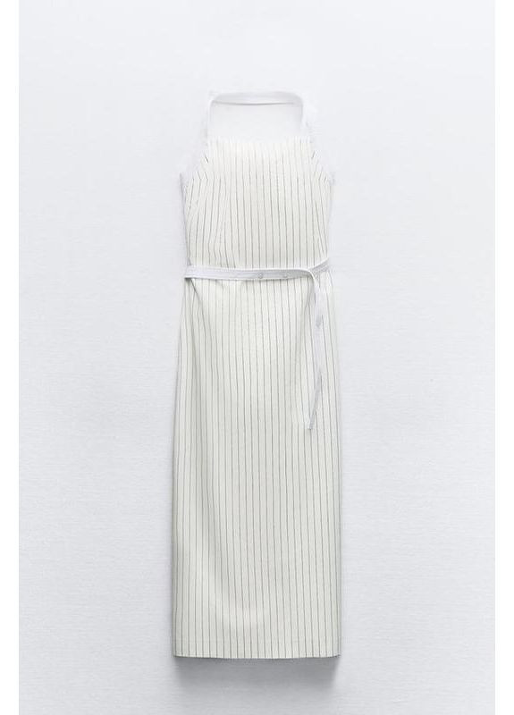 Белое габардиновое платье меди в полоску Zara
