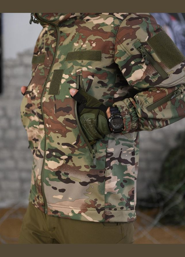 Тактична куртка демісезонна Soft Shell мультикам No Brand (301914168)