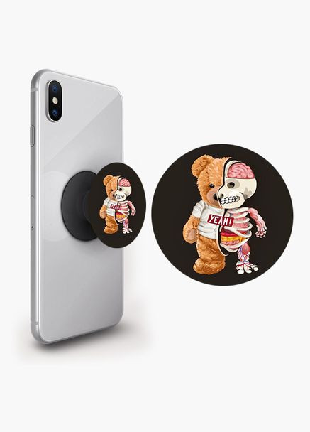 Попсокет тримач для смартфона (Popsockets) Bear Чорний No Brand (302084948)
