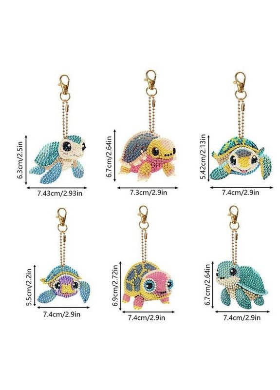 Набір брелків для алмазної мозаїки "Черепашки" BR37 з інструментами 6 шт ColorArt (372201074)