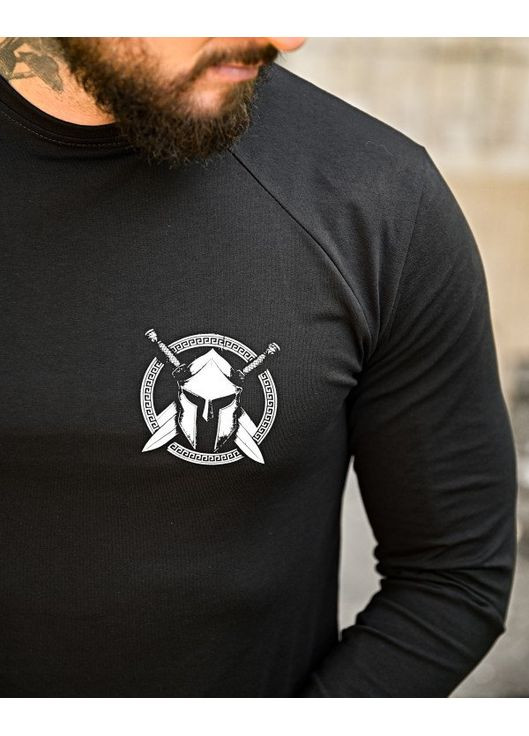 Армійський чоловічий лонгслів з принтом чорний Freedom (358932532)