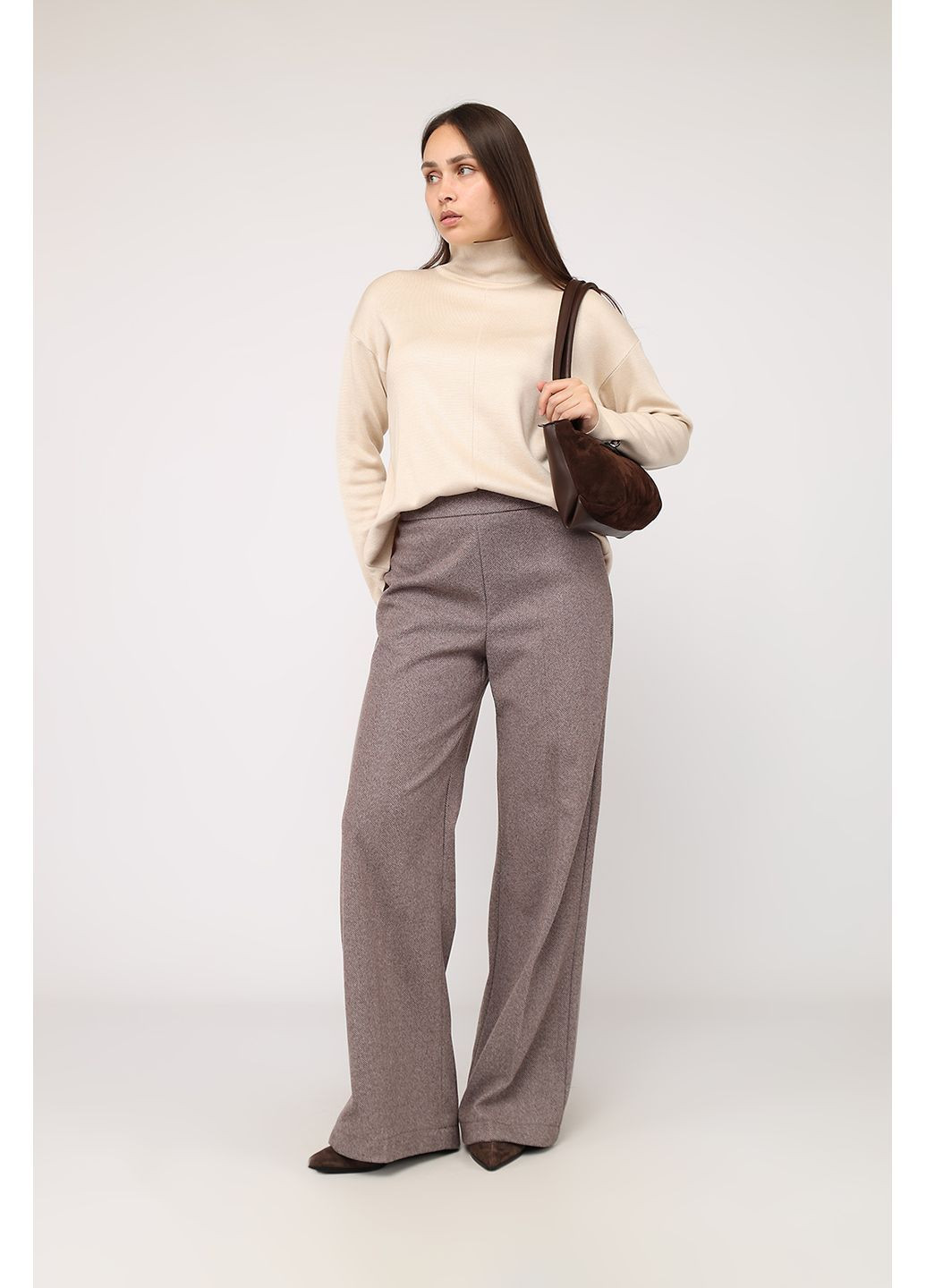 Штани прямі жіночі колір коричневий CB-00284298 Yuki (366038033)