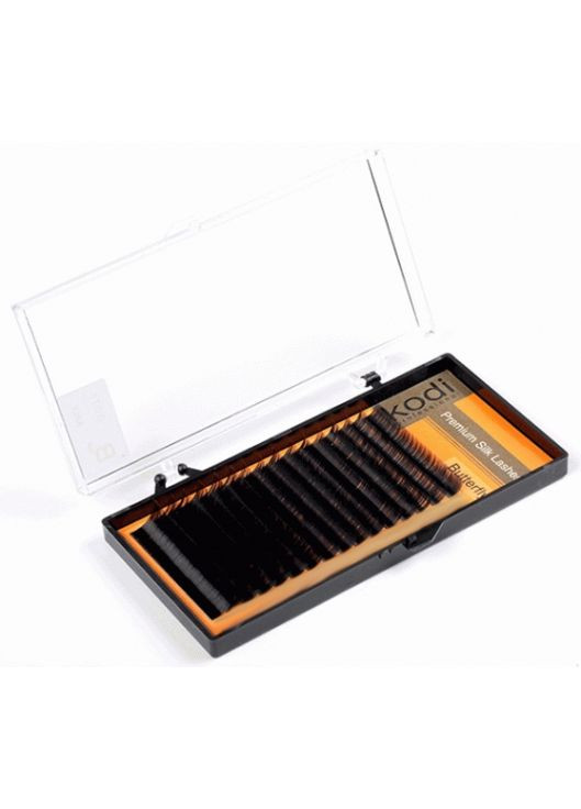 Ресницы темно-коричневые изгиб B 0.15 (16 рядов: 12-13), упаковка Butterfly Kodi (352186523)