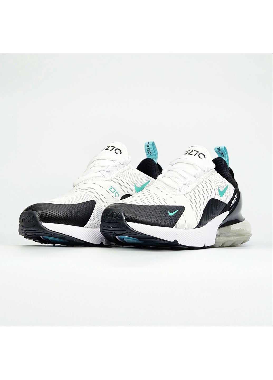 Кроссовки женские и мужские Nike Air Max 270 White Black Blue | Найк Аир Макс 270 черные белые No Brand чёрно-белые демисезоны (363841013)