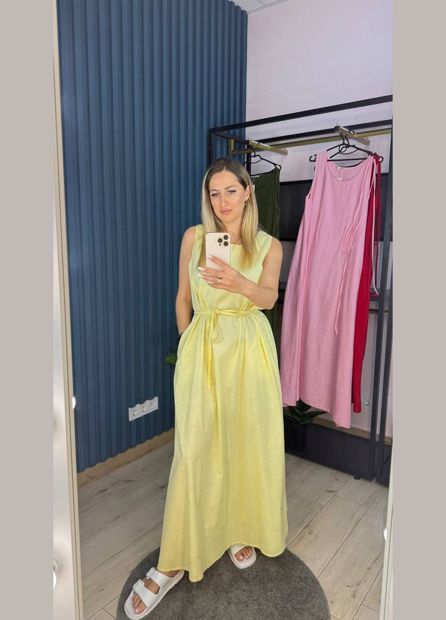 Жовтий повсякденний сукня жіноча Гермес однотонна