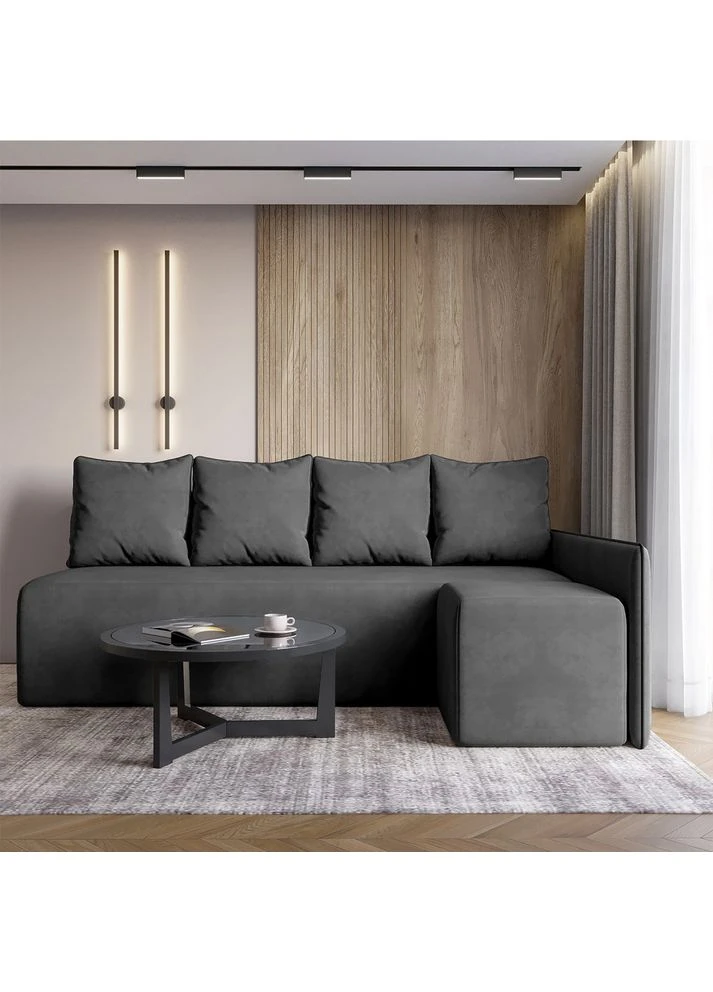 Кутовий диван ортопедичний MORRO Maxi єврокнижка 205x149 см (матрац Pocket spring) графіт Laura 15 (ISM-051355) iSmart (373646573)