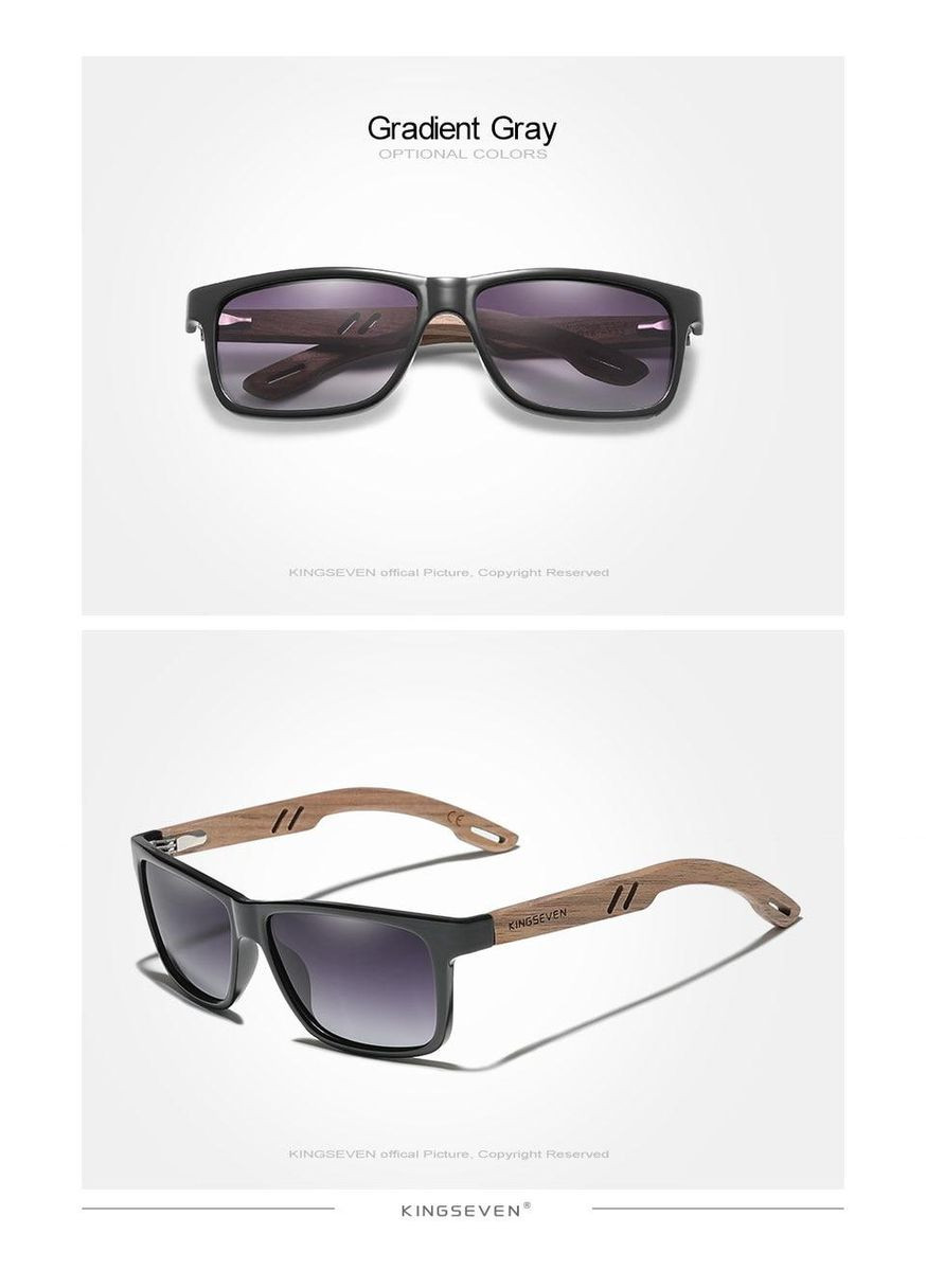 Солнцезащитные очки Wayfarer из ореховой древесины TR90 с поляризованными линзами W5508 DESIGN KINGSEVEN (299332644)