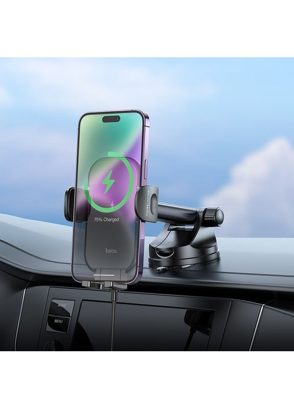 Автотримач для телефона з БЗП wireless fast charging car holder(center console) (6942007601450) Hoco HW5 Journey (372676514)