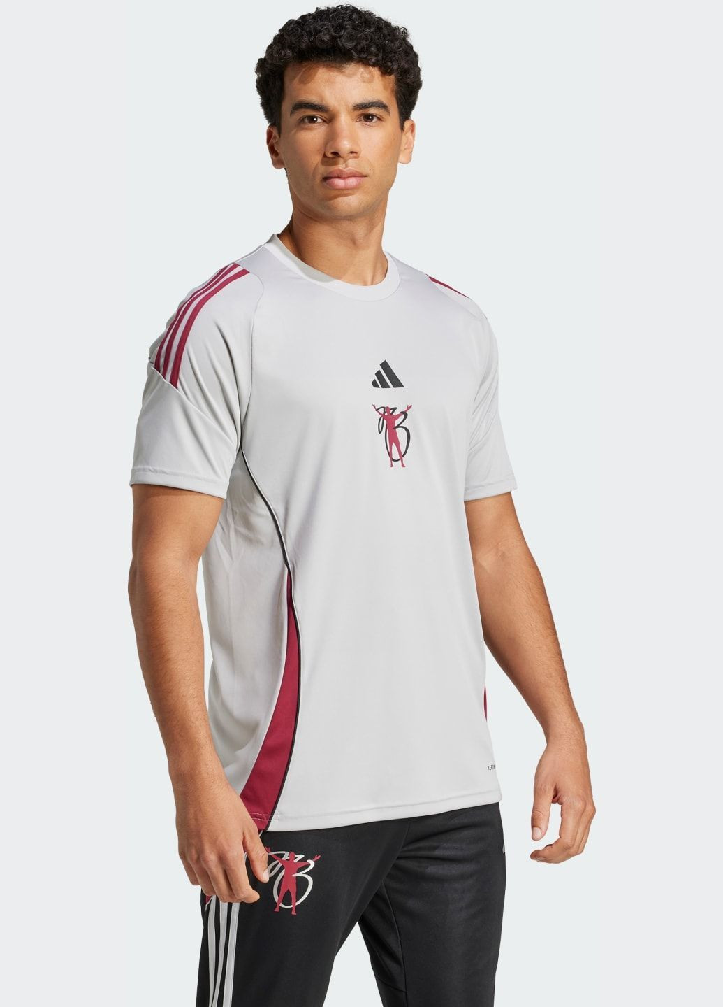 Серый демисезонный спортивный лонгслив adidas с логотипом