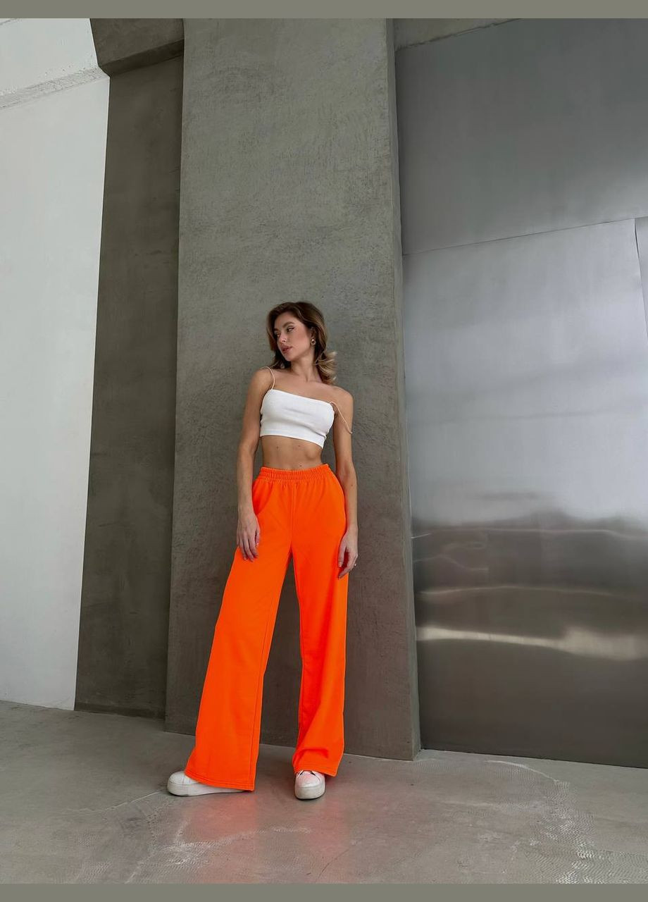 Кислотно-оранжевые летние брюки No Brand