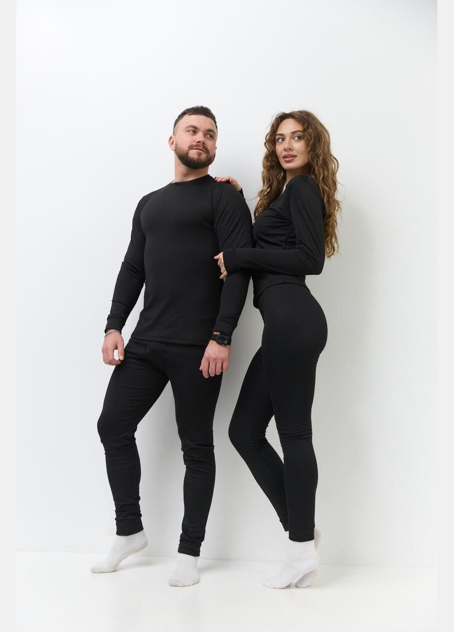 Женское термобелье на флисе лонгслив и леггинсы S M L XL черное, Украина OBR (306614176)