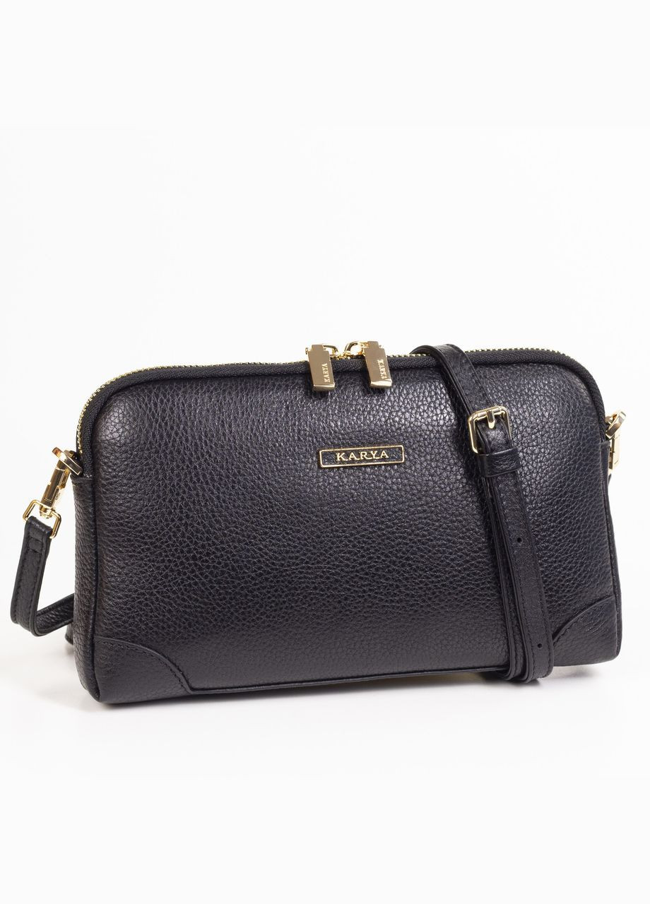 Маленькая женская кожаная сумка клатч 2030-45 черная Karya (333828422)