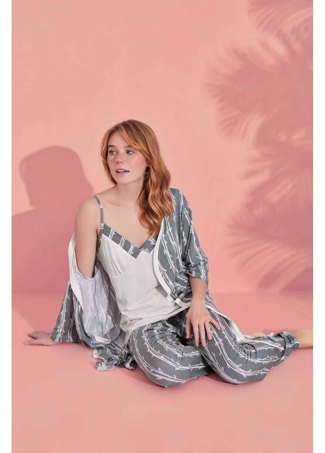 Графитовая всесезон женский комплект 3-ка "bamboo serenity" майка + брюки Leyla