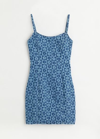 Синее платье H&M с цветочным принтом