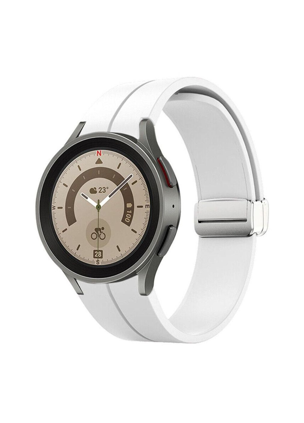 Ремешок Magnetic Silicone для часов Samsung Galaxy Watch 4 / Watch 5 / Watch 5 Pro White S/M Primolux (264029071)