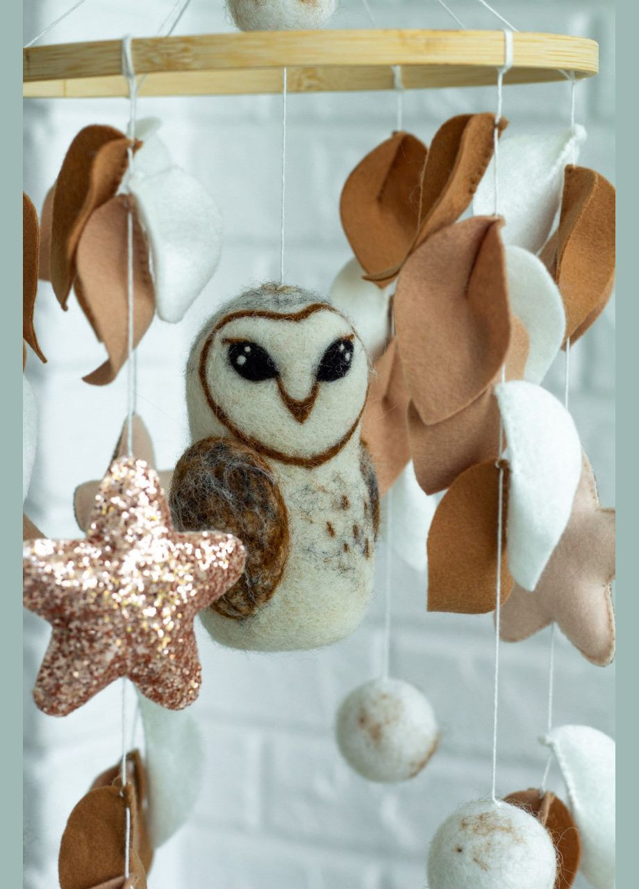 Дитячий музичний мобіль на ліжечко для немовлят WooolyWool «Сова» з 35 мелодіями No Brand (342757821)