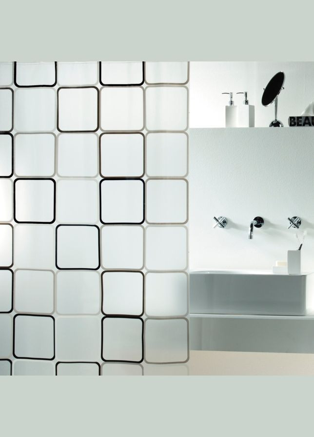 Шторка для ванной и душа Frame 180x200 см, PEVA (10.01942) Spirella (334007715)