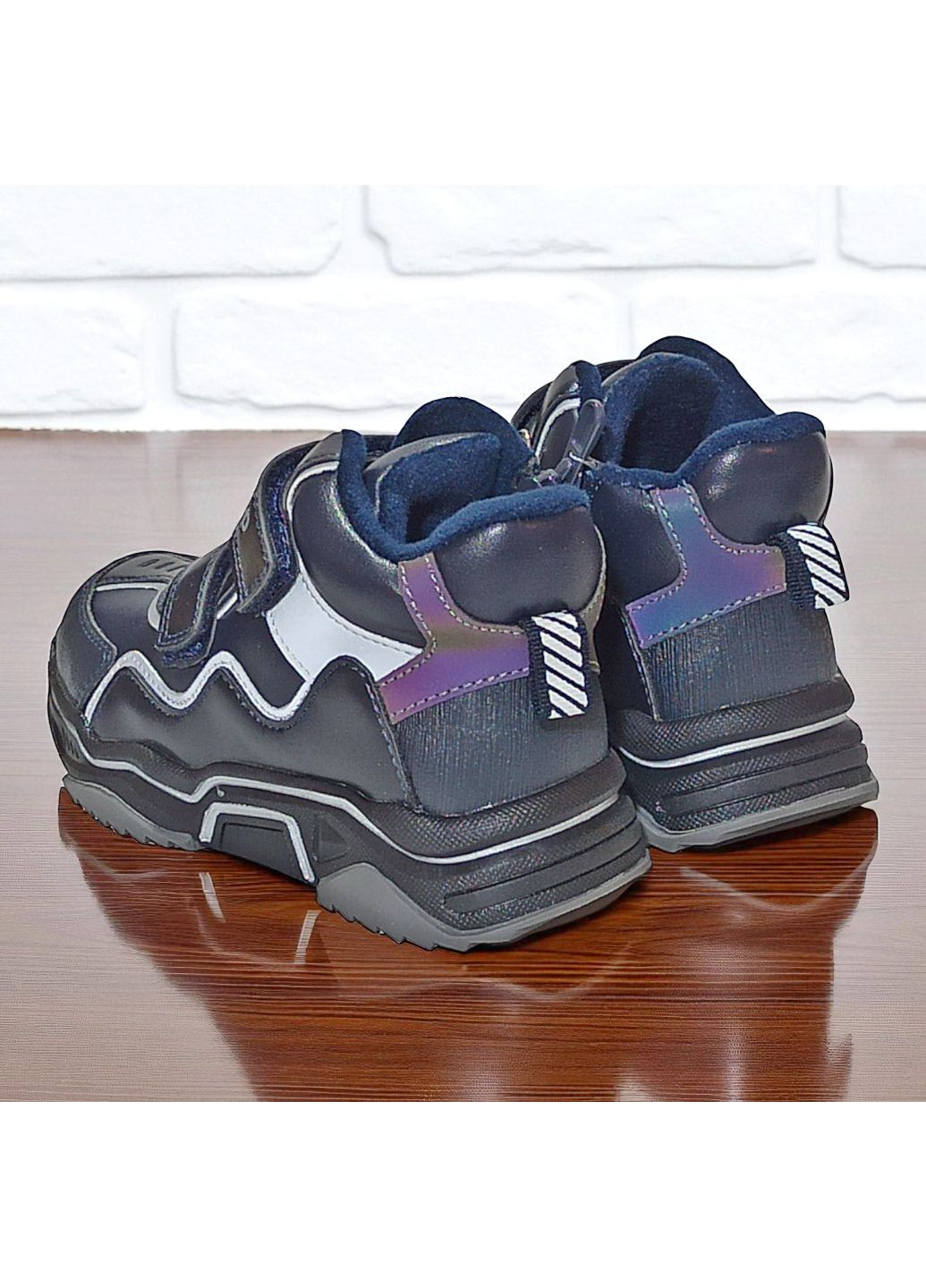 Синие спортивные, повседневные осенние демисезонные утепленные ботинки на липучках хайтопы на флисе для мальчика вистеп Weestep