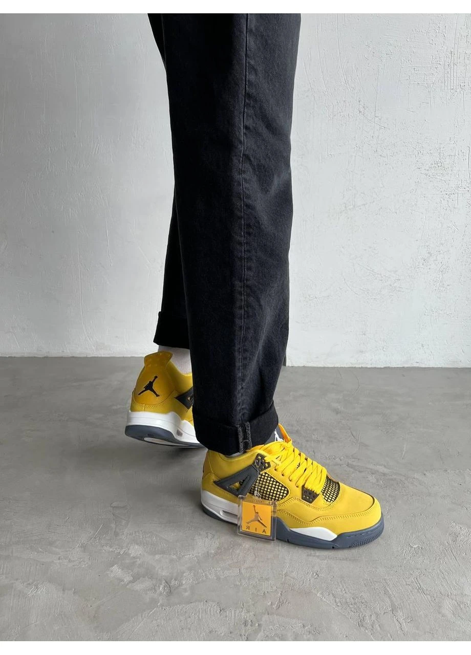 Желтые летние кроссовки nike air jordan retro 4 yellow 1 найк аир джордан No Brand