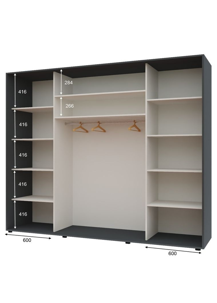 Шафа-купе тридверна 270*60*220 см Графіт 3 двері ДСП Максі Комфорт Меблі (360473384)