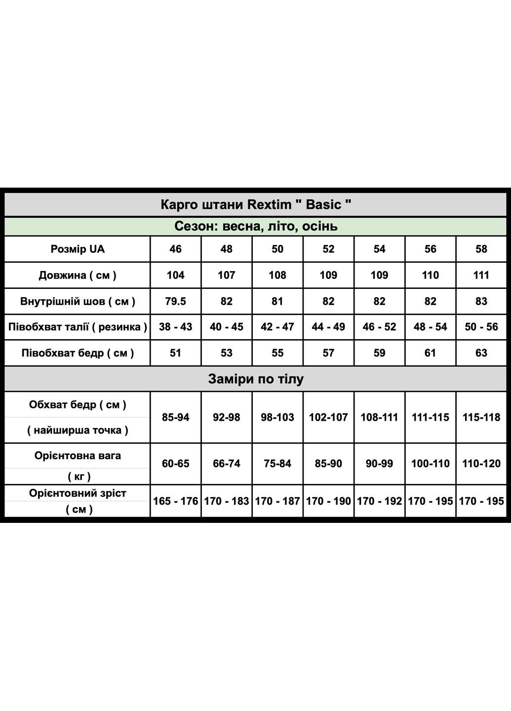 Надійні чоловічі карго штани мультикам Rextim Basic (348058820)