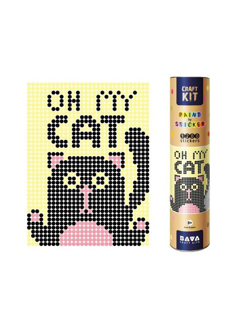 Картина по номерам стикерами в тубусе "Кот", 33х48см, 1200 стикеров. 1807 УМНЯШКА (302713433)