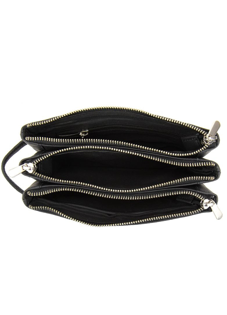 Місткий чоловічий клатч з натуральної шкіри чорний на три відділи RoyalBag AJ-TV-109A-CL (303137290)