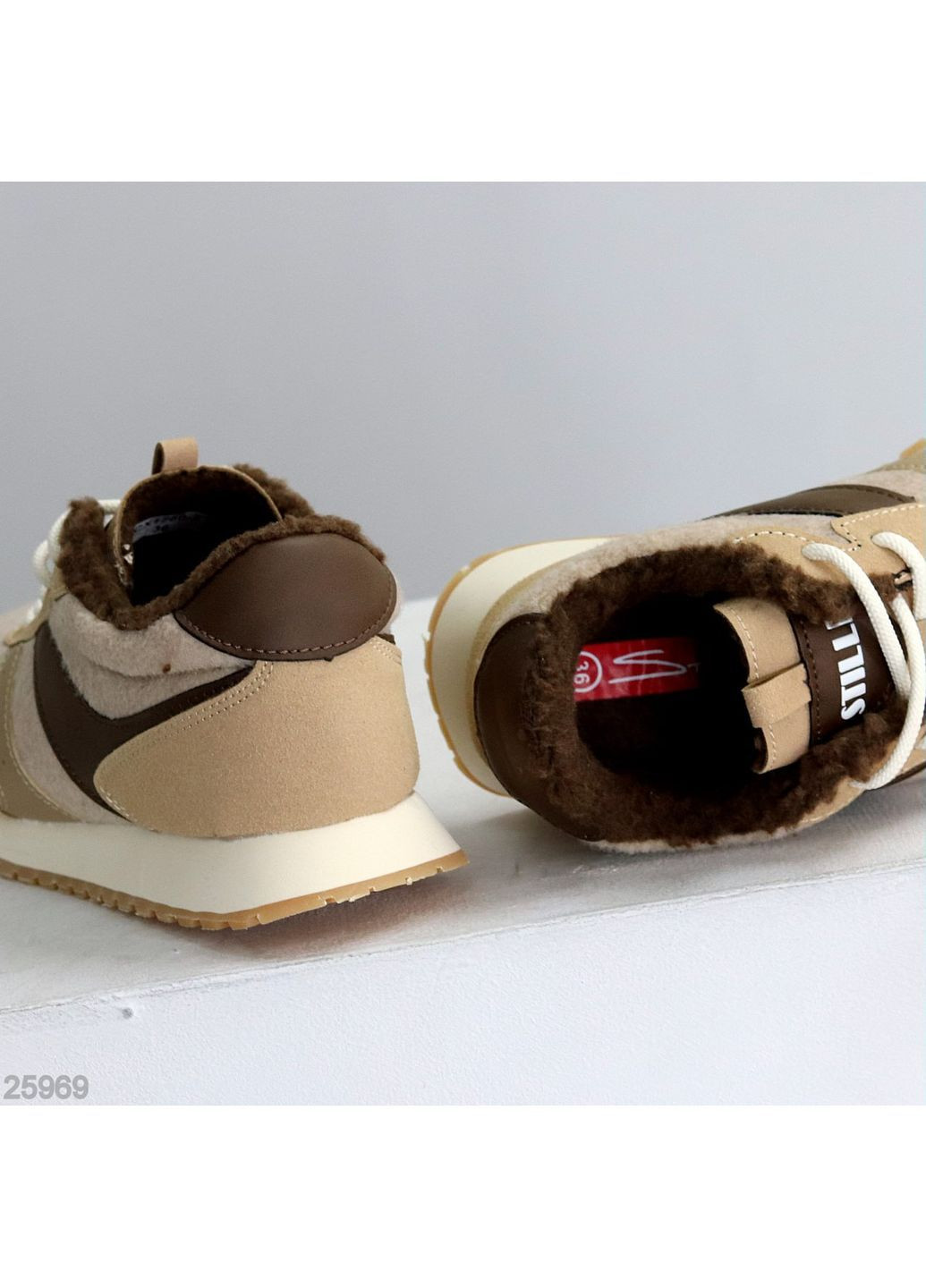 Зимние кроссовки No Brand бежевые зима (369680437)