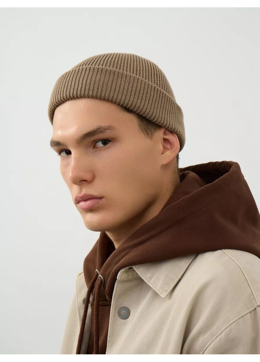 Унісекс шапка міні-біні з відворотом подвійна в’язка, універсальний розмір STD (366343578)