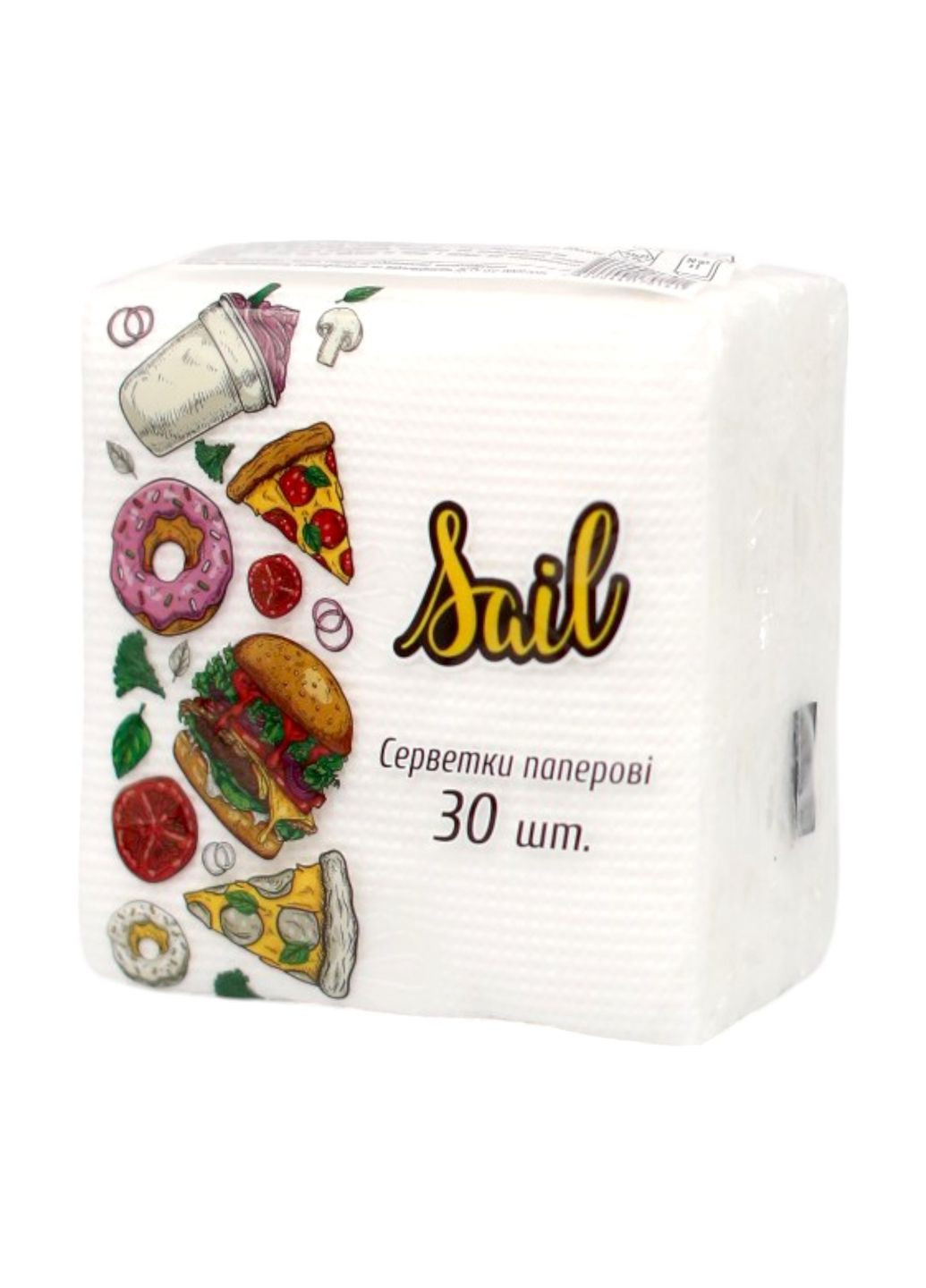 Серветки паперові білі 23*23 см 1 шар 30 шт Sail (311675291)