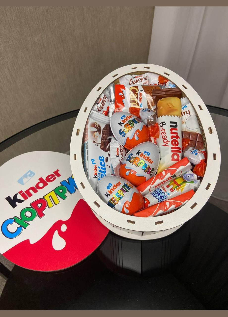 Подарунковий Кіндер-бокс « Surprise» | Набір солодощів у дерев’яній коробці Kinder (340489874)