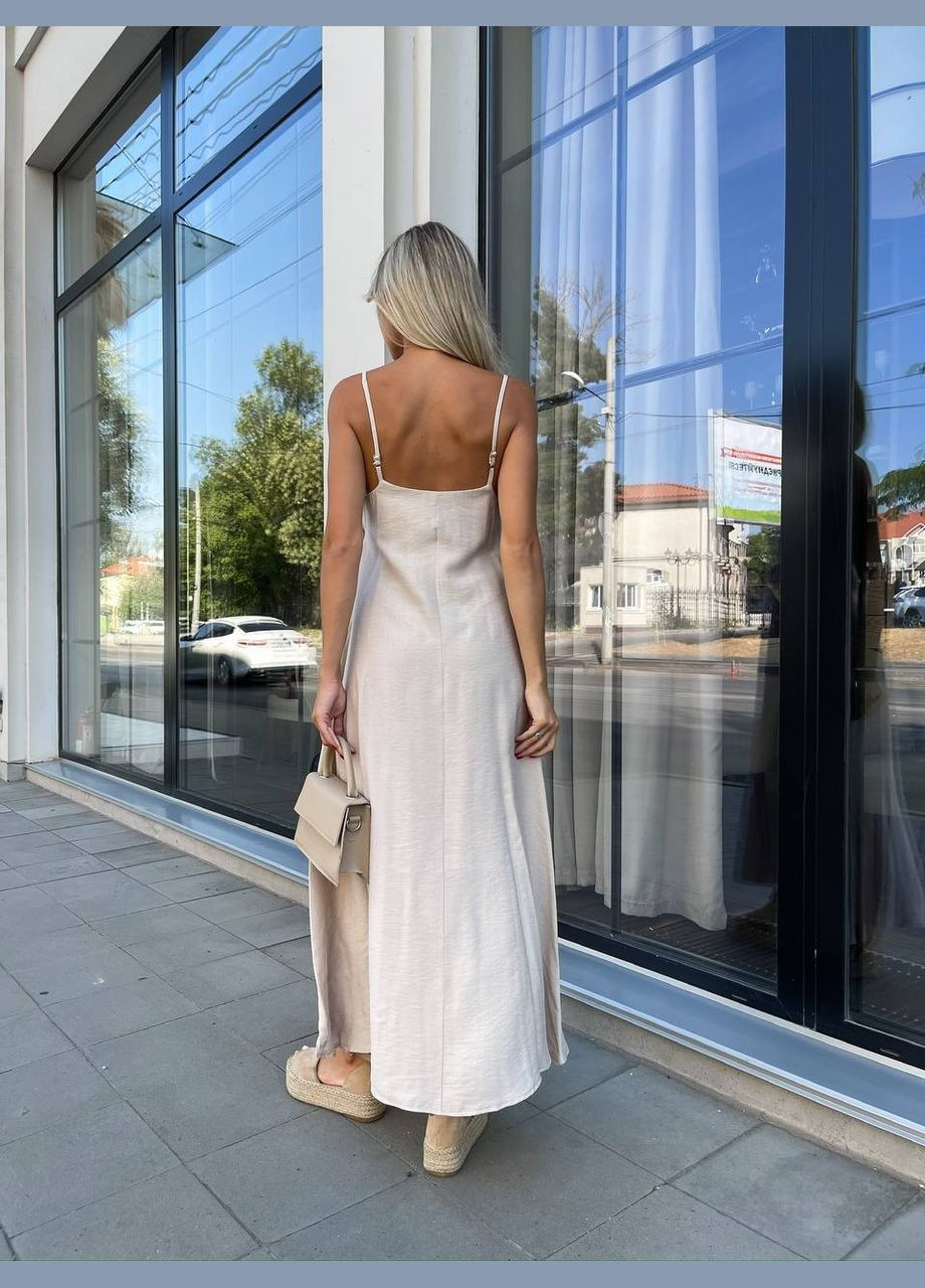 Летний женский модный женский летний сарафан из льна Україна однотонный