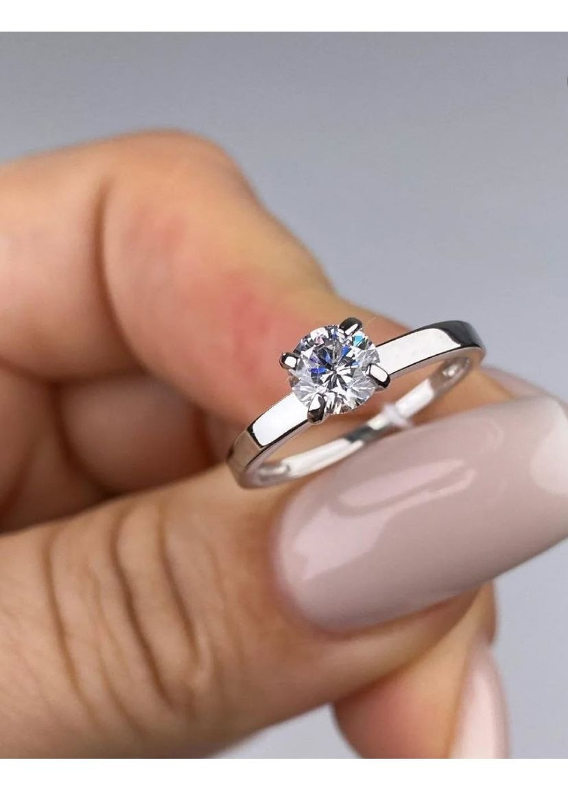 💍 Срібна каблучка з кубічним цирконієм, покрита родієм — класика, яка завжди в тренді Family Jewelry House (356567857)