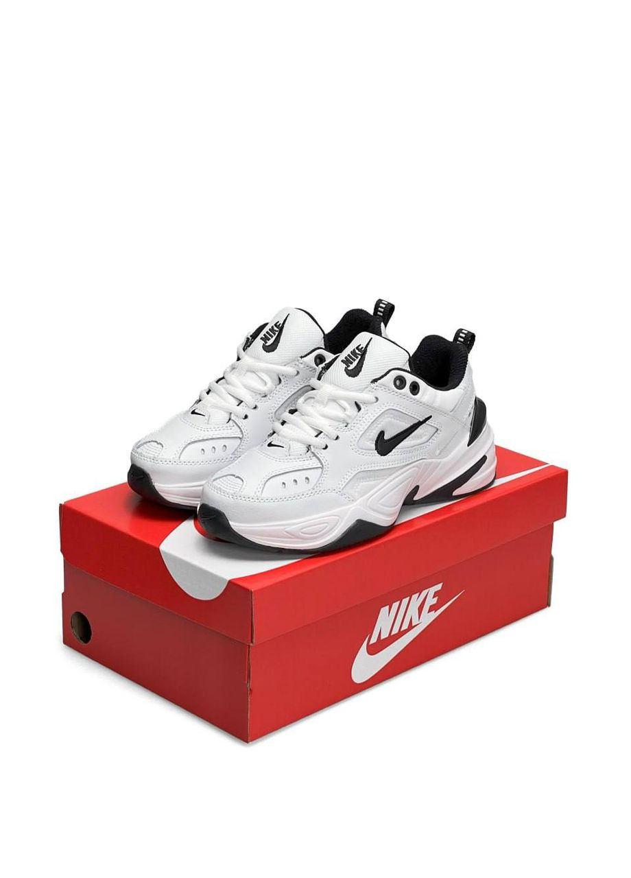 Белые демисезонные кросовки женские tekno premium white black, вьетнам Nike M2K
