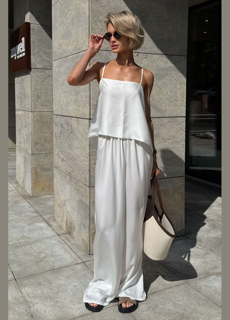 Летний шелковый костюм молочного цвета Jadone Fashion (339607492)