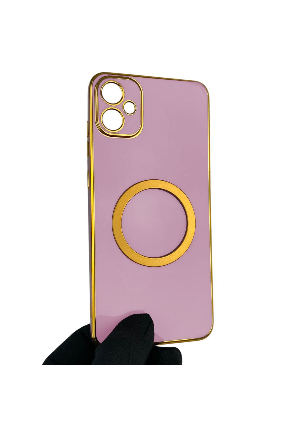 Чохол для Galaxy A05 (SM-A055) з кільцем MagSafe із золотою окантовкою на самсунг а05 чорничний gs1 Samsung (366227872)