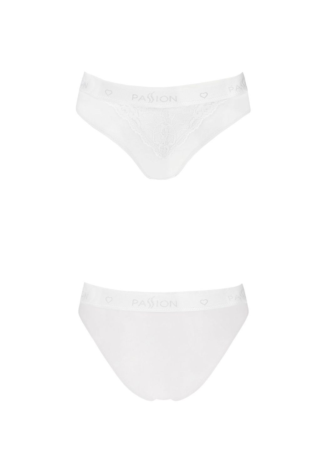 Білий демісезонний трусики з широкою гумкою і мереживом ps001 panties white, size Passion